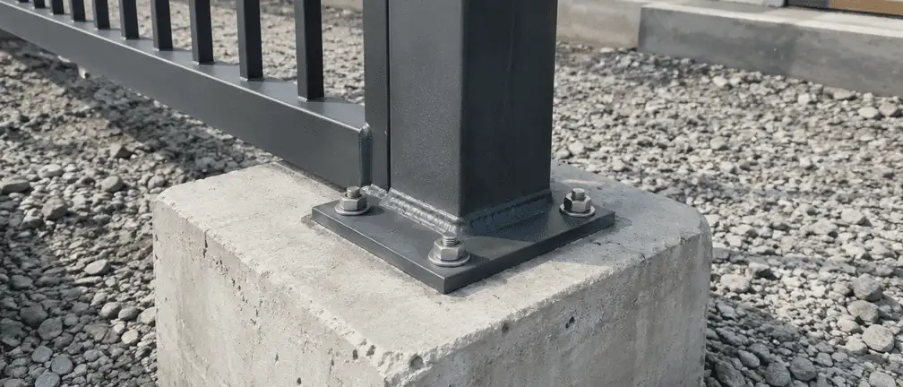 Detail eines verankerten Stahlträgers