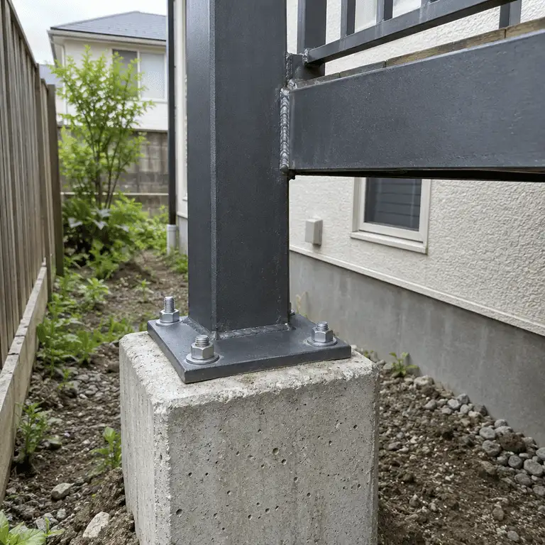 Trägerwerk auf Punktfundament für einen kleinen balkon