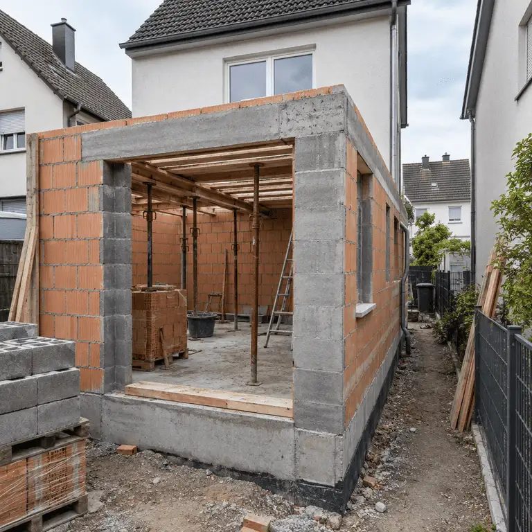 Backsteinbau für Wohnraumerweiterung